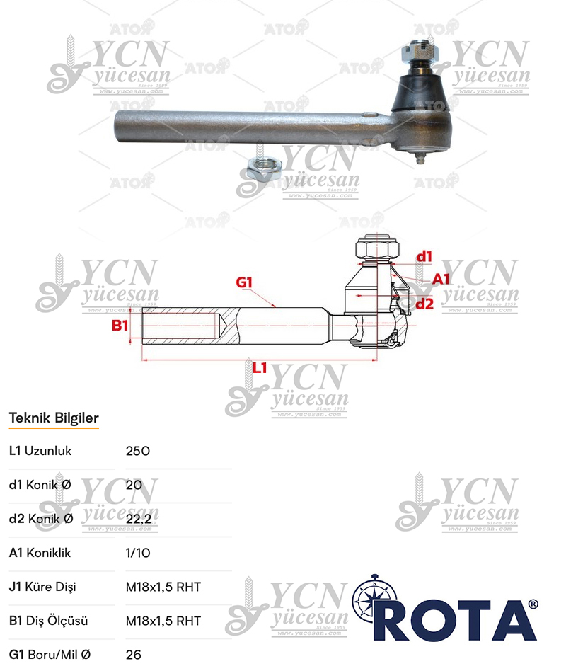 ROT BAŞI DİŞİ (250MM)