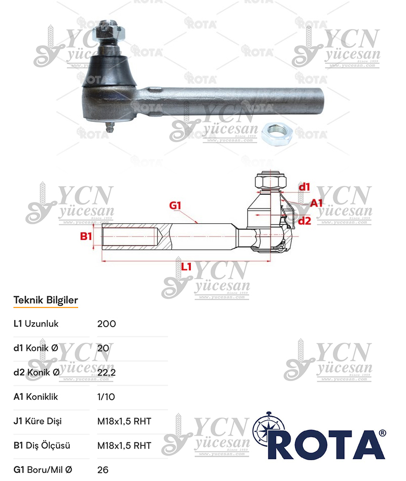 ROT BAŞI DİŞİ (200MM)
