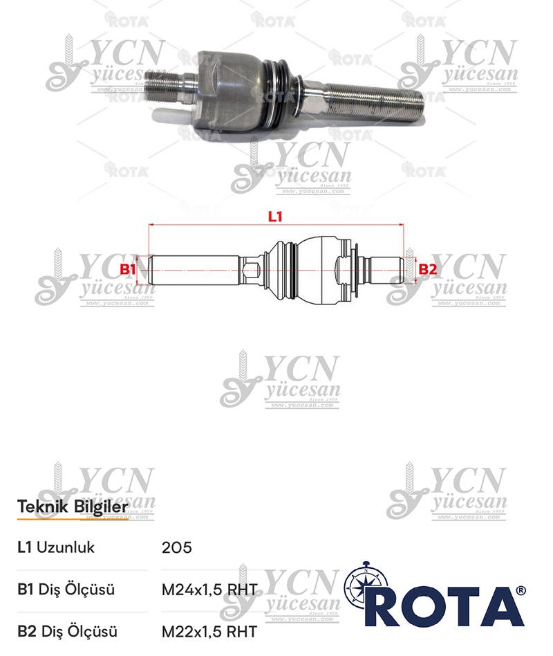 ROT MİLİ (ROTİL)(K=22-U=24-BOY=204MM)