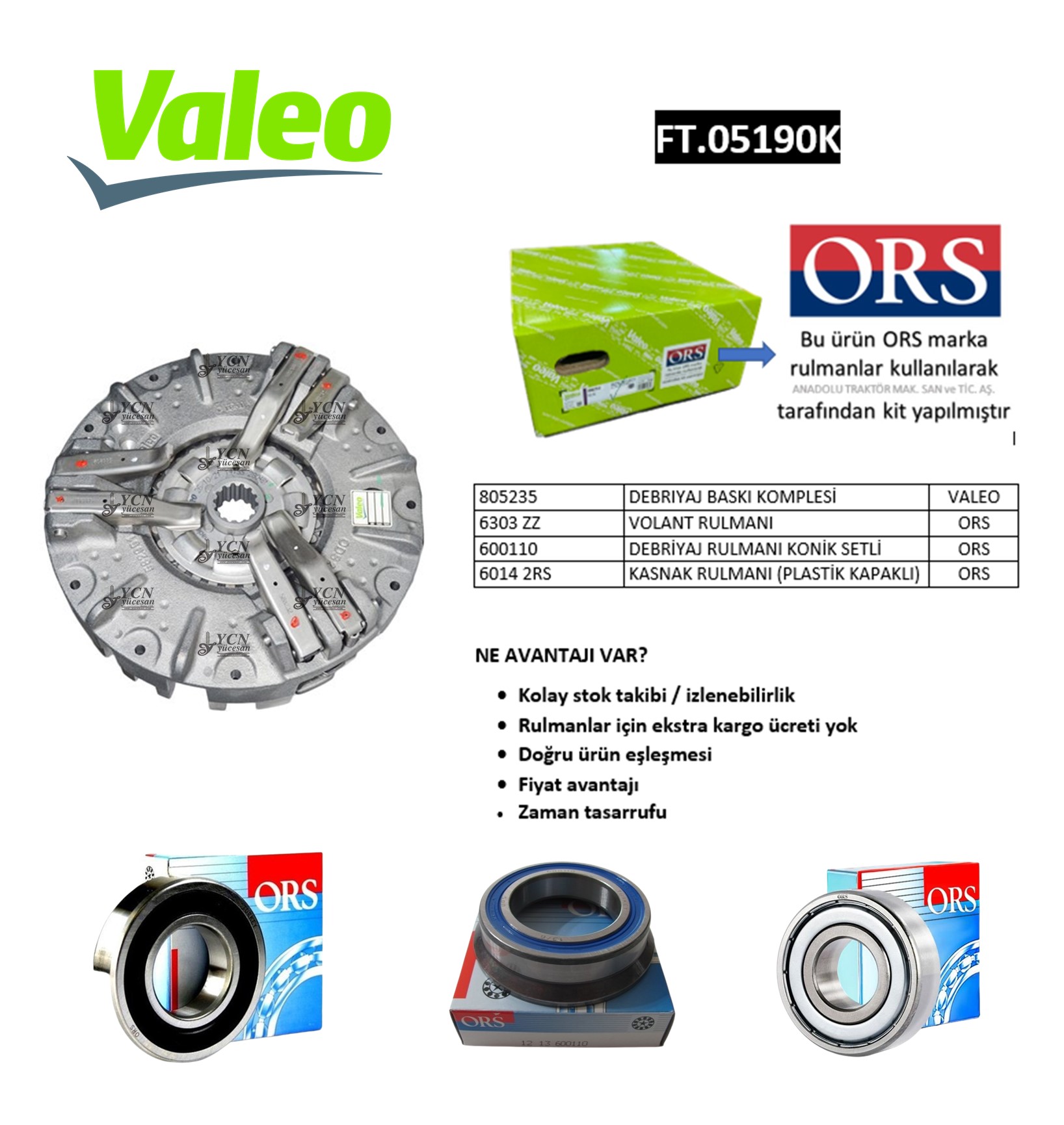 DEBRIYAJ BASKI KOMPLESİ + 3 RULMAN (ORS)