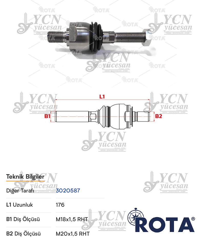 ROT MİLİ (ROTİL)(K=20-U=18-BOY=175.50MM)