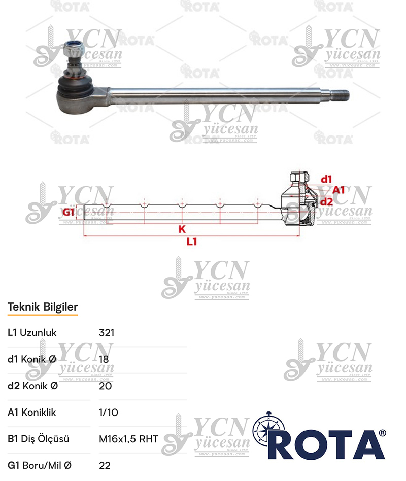 HİDROLİK DİREKSİYON PİSTON ROTU (DÜZ)